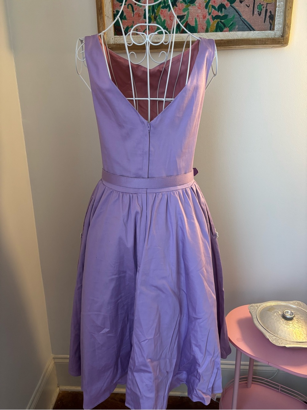 Tatyana Lavender Dress with Cream Lace Applique - Picture 2 of 7